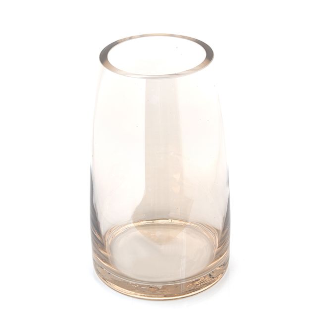 Vaza decorativa din sticla transparenta cu tenta bej 25 cm