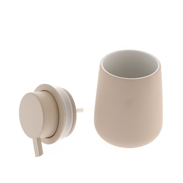 Dozator lichid din ceramica bej mat – design minimalist 13 cm
