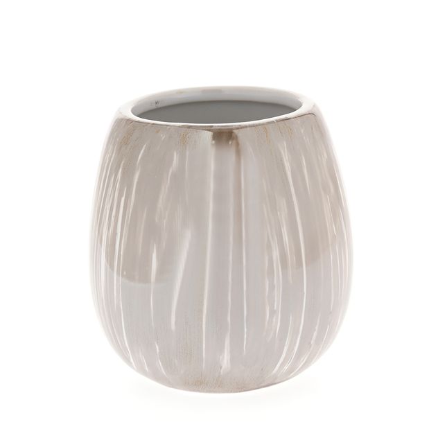 Suport ceramic pentru periuta de dinti, finisaj lucios, gri perlat 9 cm