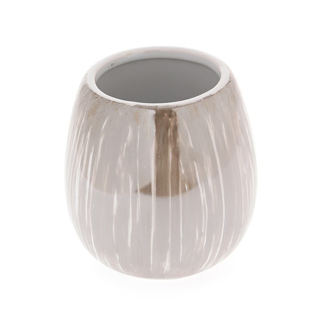 Suport ceramic pentru periuta de dinti, finisaj lucios, gri perlat 9 cm