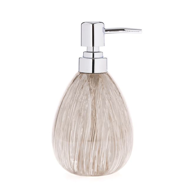 Dozator lichid cu pompa cromata, model texturat bej 16 cm