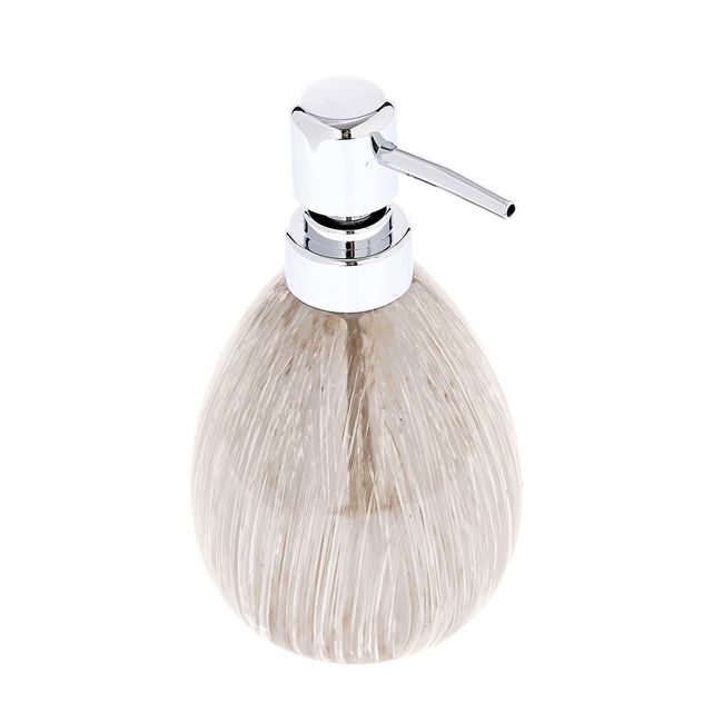 Dozator lichid cu pompa cromata, model texturat bej 16 cm