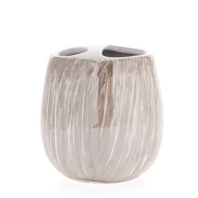 Suport ceramic compartimentat pentru periute, finisaj texturat 9 cm