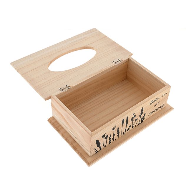 Cutie servetele din lemn natur cu mesaj decorativ 27 cm