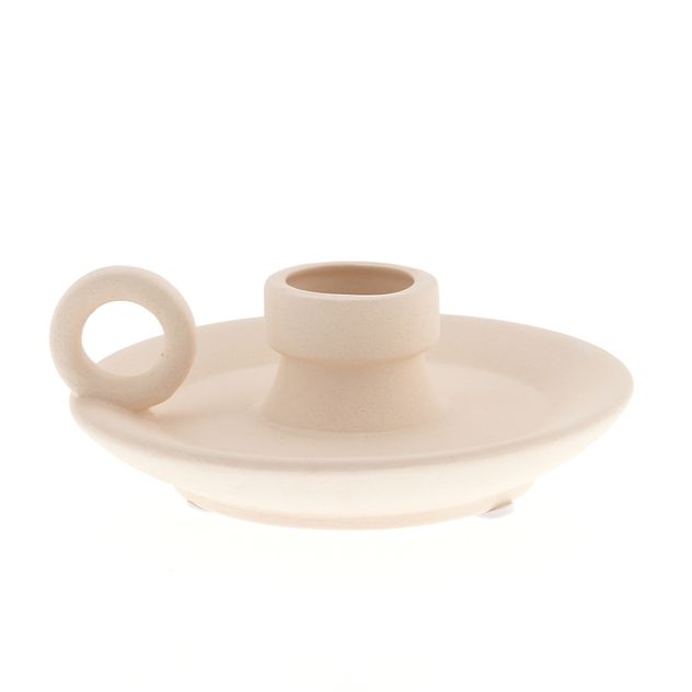 Suport bej cu maner rotund pentru lumanari 12 cm