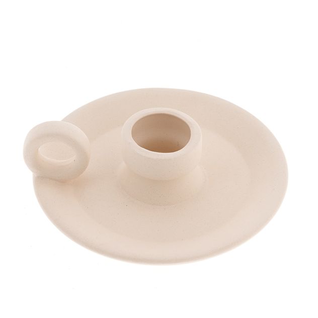 Suport bej cu maner rotund pentru lumanari 12 cm