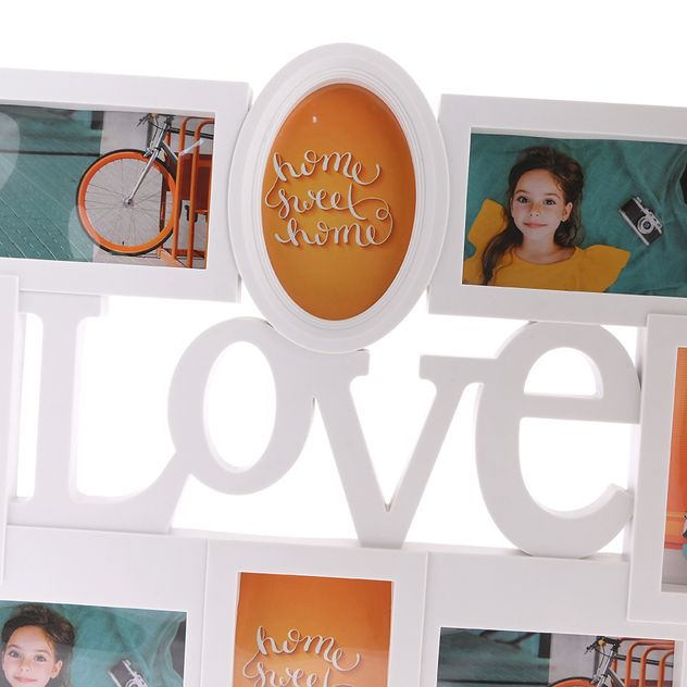 Colaj foto decorativ cu 9 rame si mesaj Love 62 cm