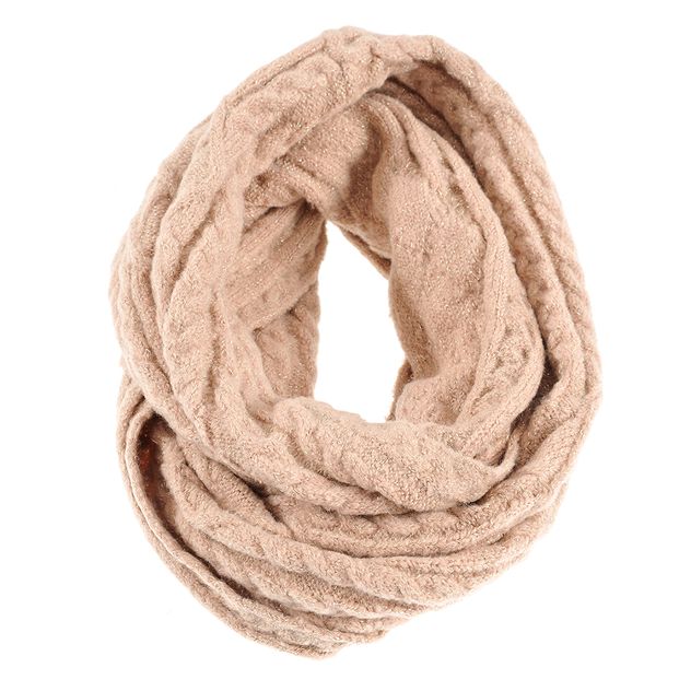 Fular roz circular cu model tricotat