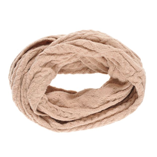 Fular roz circular cu model tricotat