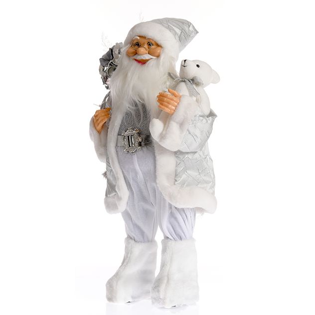 Mos Craciun argintiu cu led , 60 cm