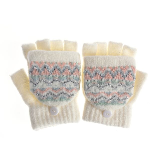 Manusi crem tricotate cu degete decupate