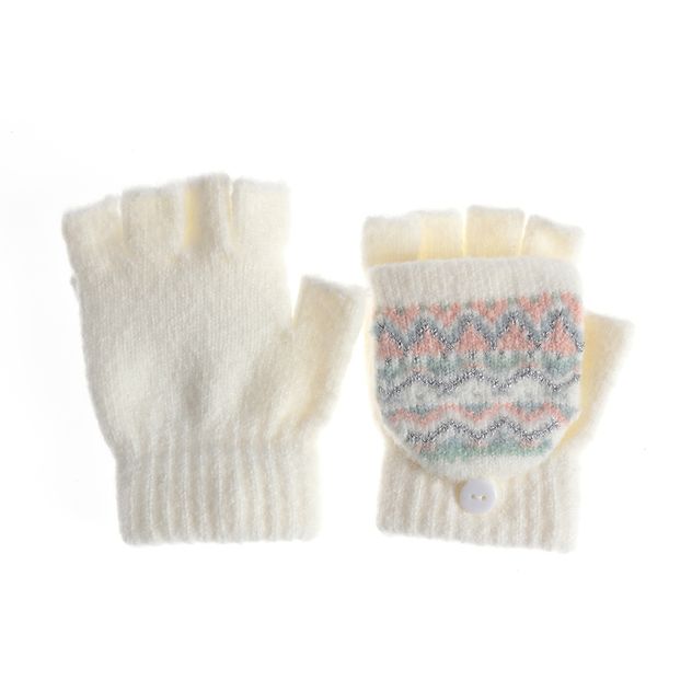 Manusi crem tricotate cu degete decupate