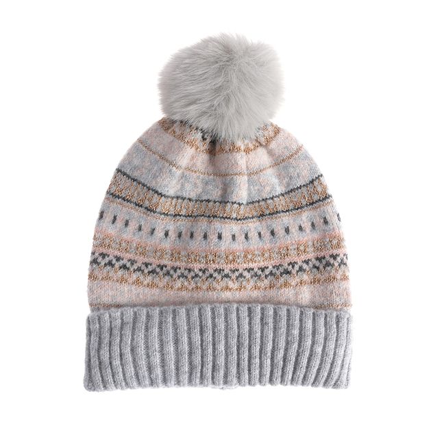 Caciula tricotata cu motive aurii si argintii