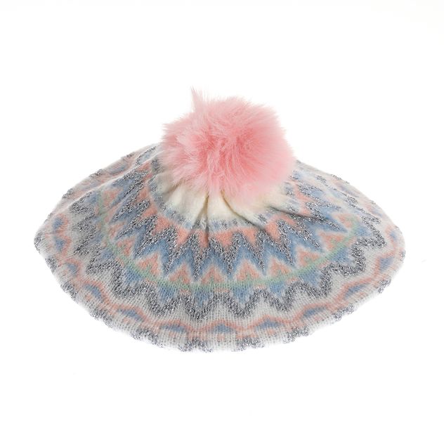 Bereta tricotata cu model zigzag si sclipici