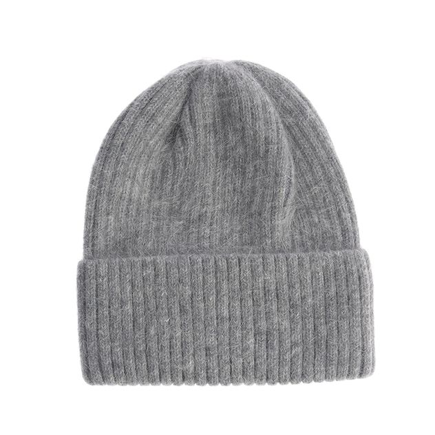 Caciula gri tricotata cu manseta groasa