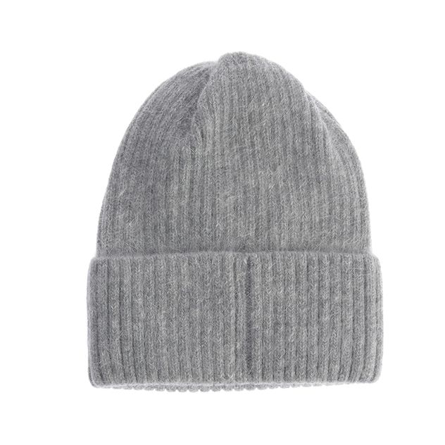 Caciula gri tricotata cu manseta groasa