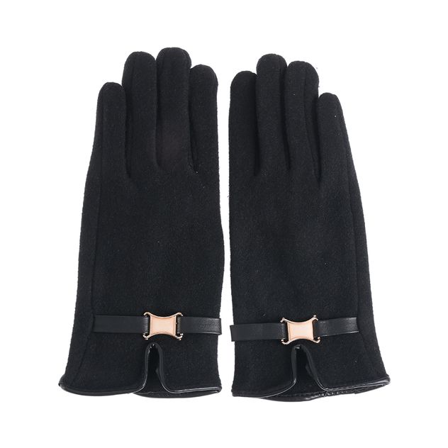 Manusi negre elegante cu accesoriu auriu