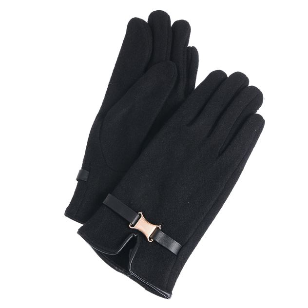 Manusi negre elegante cu accesoriu auriu