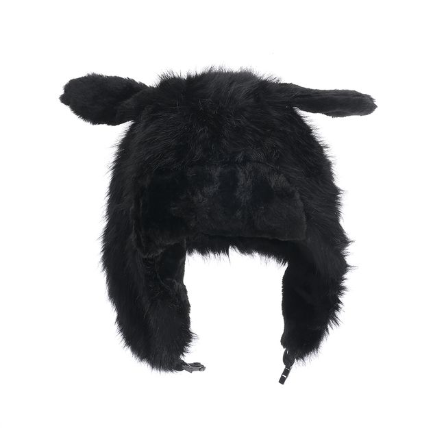 Caciula pufoasa neagra cu urechi