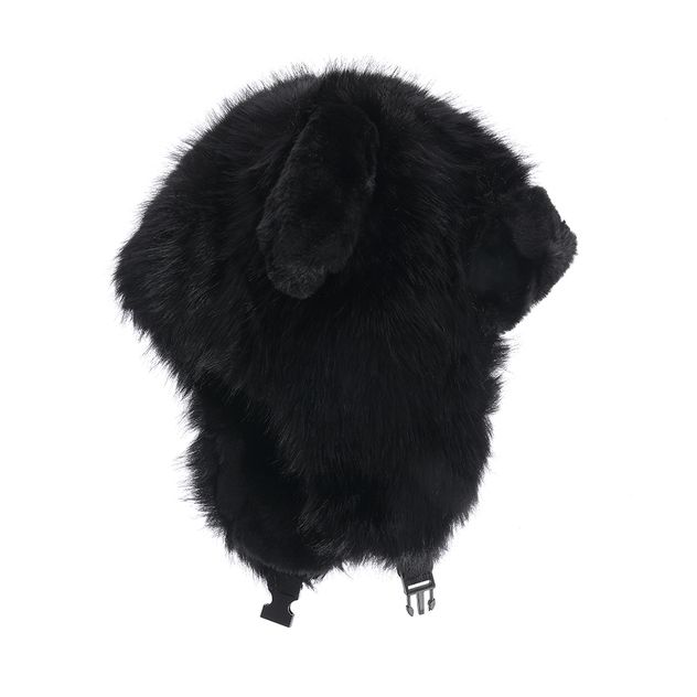 Caciula pufoasa neagra cu urechi