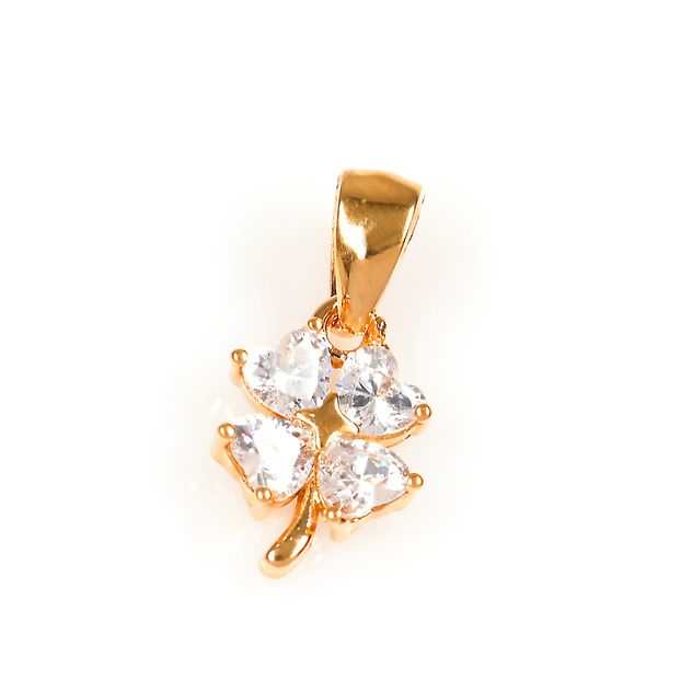 Pandantiv placat cu aur trifoi cu pietre zirconice