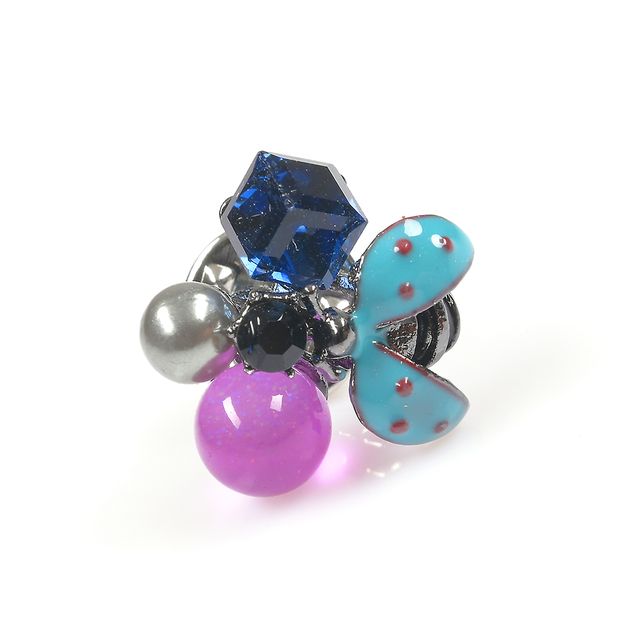 Brosa martisor buburuza albastra cu pietre acrilice