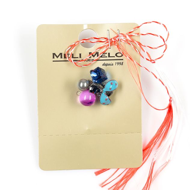 Brosa martisor buburuza albastra cu pietre acrilice