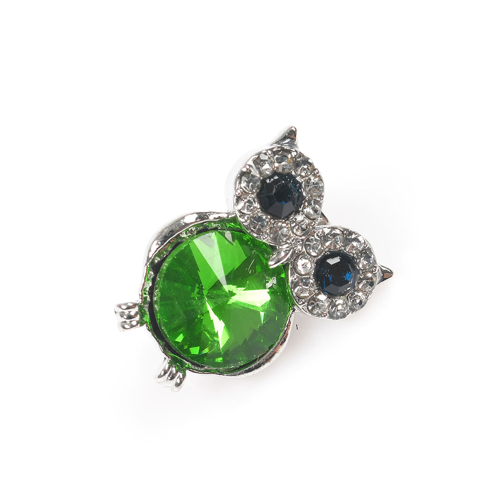 Brosa martisor bufnita cu piatra verde