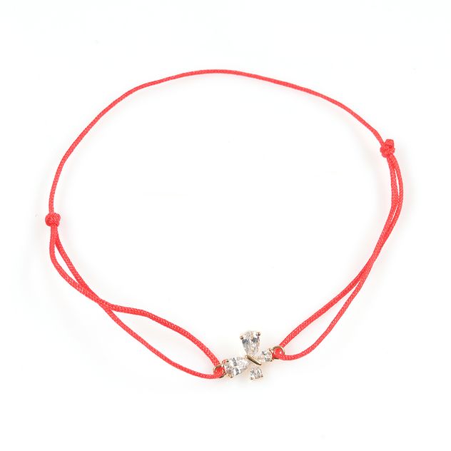 Bratara rosie placata cu fluture si pietre zirconice