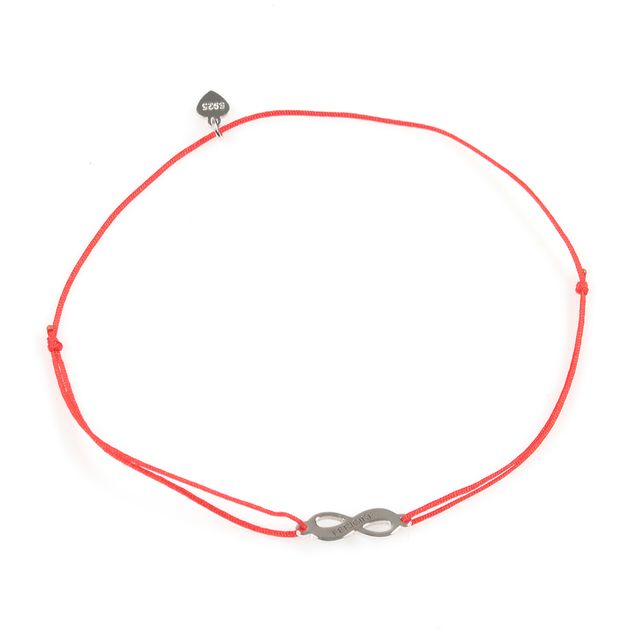 Bratara din argint cu snur rosu si pandantiv infinit
