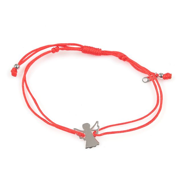 Bratara rosie din argint cu pandantiv inger