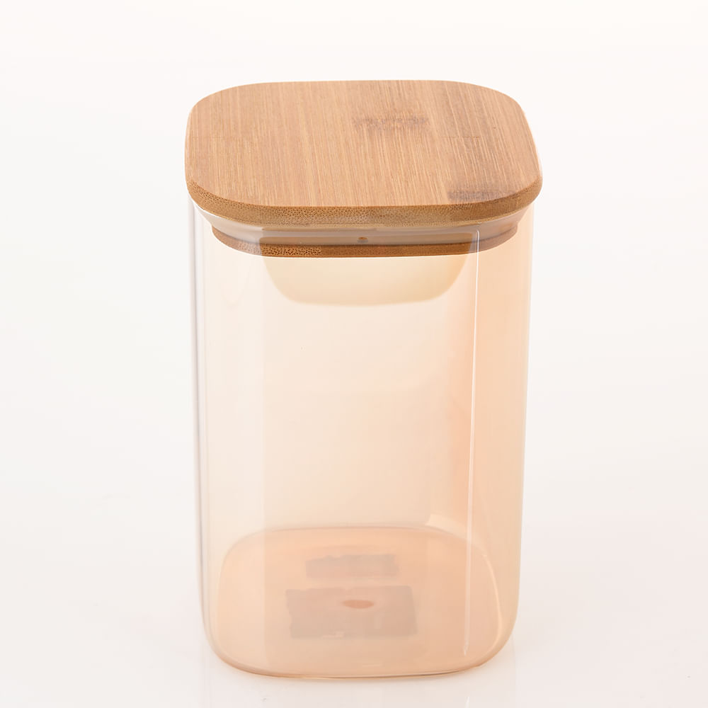 Recipient depozitare din sticla cu capac din bambus, 1200 ml