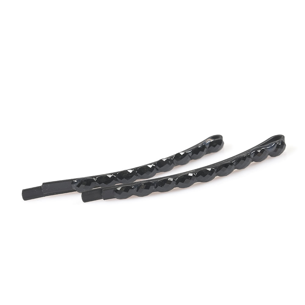 Set de 2 agrafe de par negre cu pietre ovale