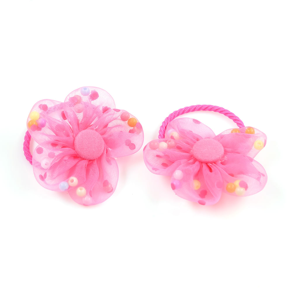 Set 2 elastice de par roz cu flori