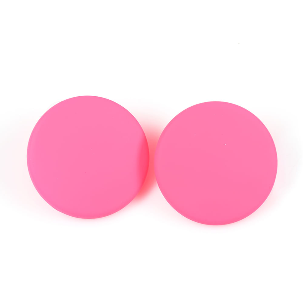 Cercei rotunzi roz neon cu design minimalist