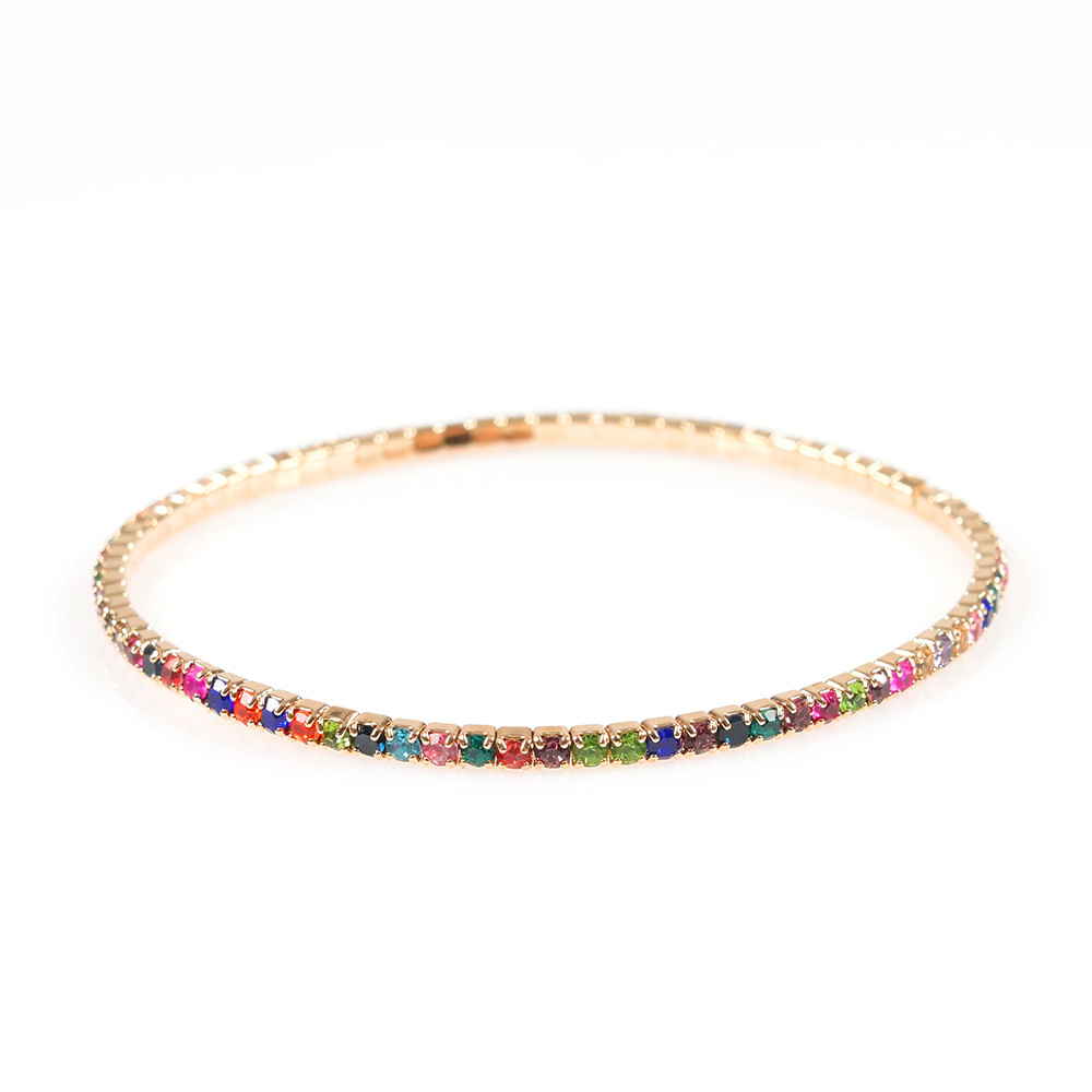 Bratara aurie elastica cu pietre multicolore