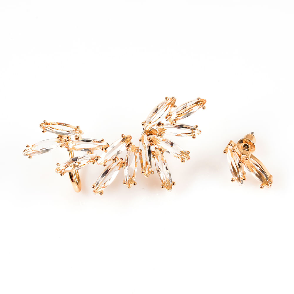 Cercei aurii tip ear cuff cu pietre stralucitoare