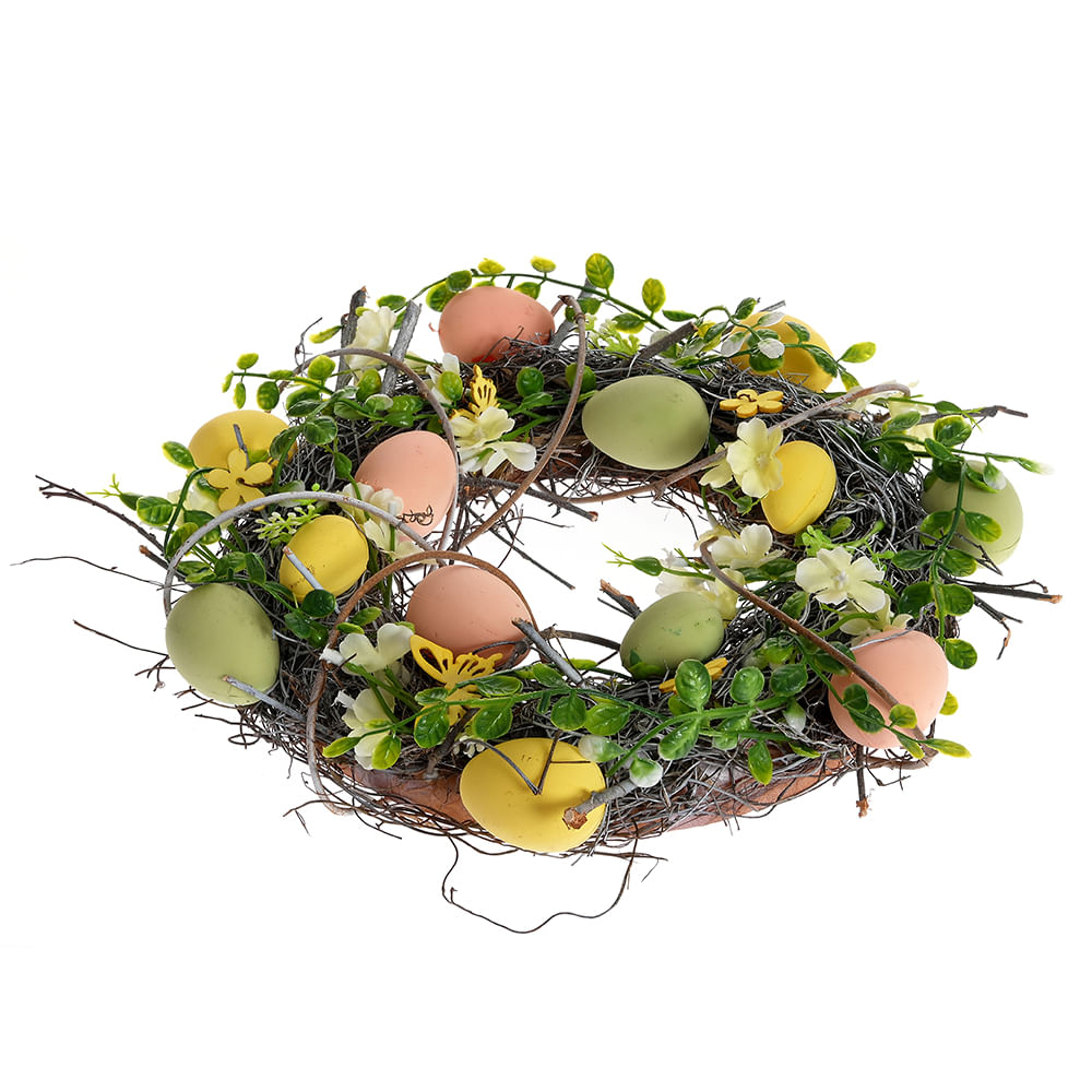 Decoratiune Paste cu oua si flori 32 cm