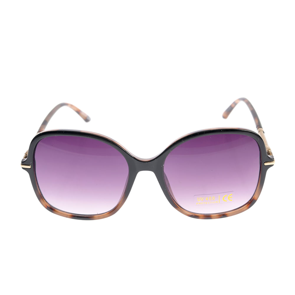 Ochelari de soare moderni cu design rotunjit si accente aurii