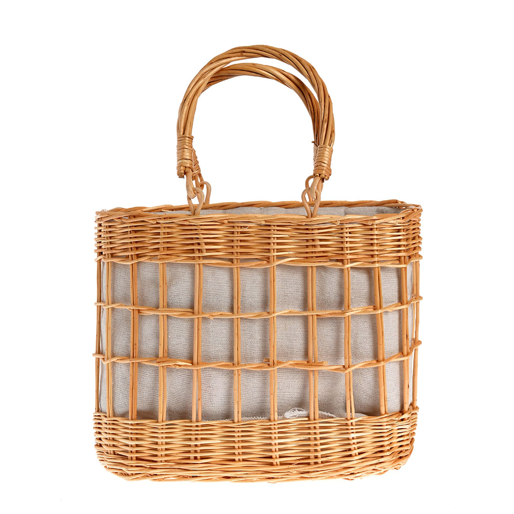 Geanta tip cos din paie naturale cu manere fixe