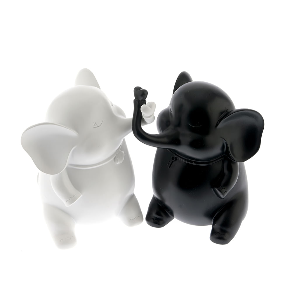 Set 2 statuete elefanti alb-negru