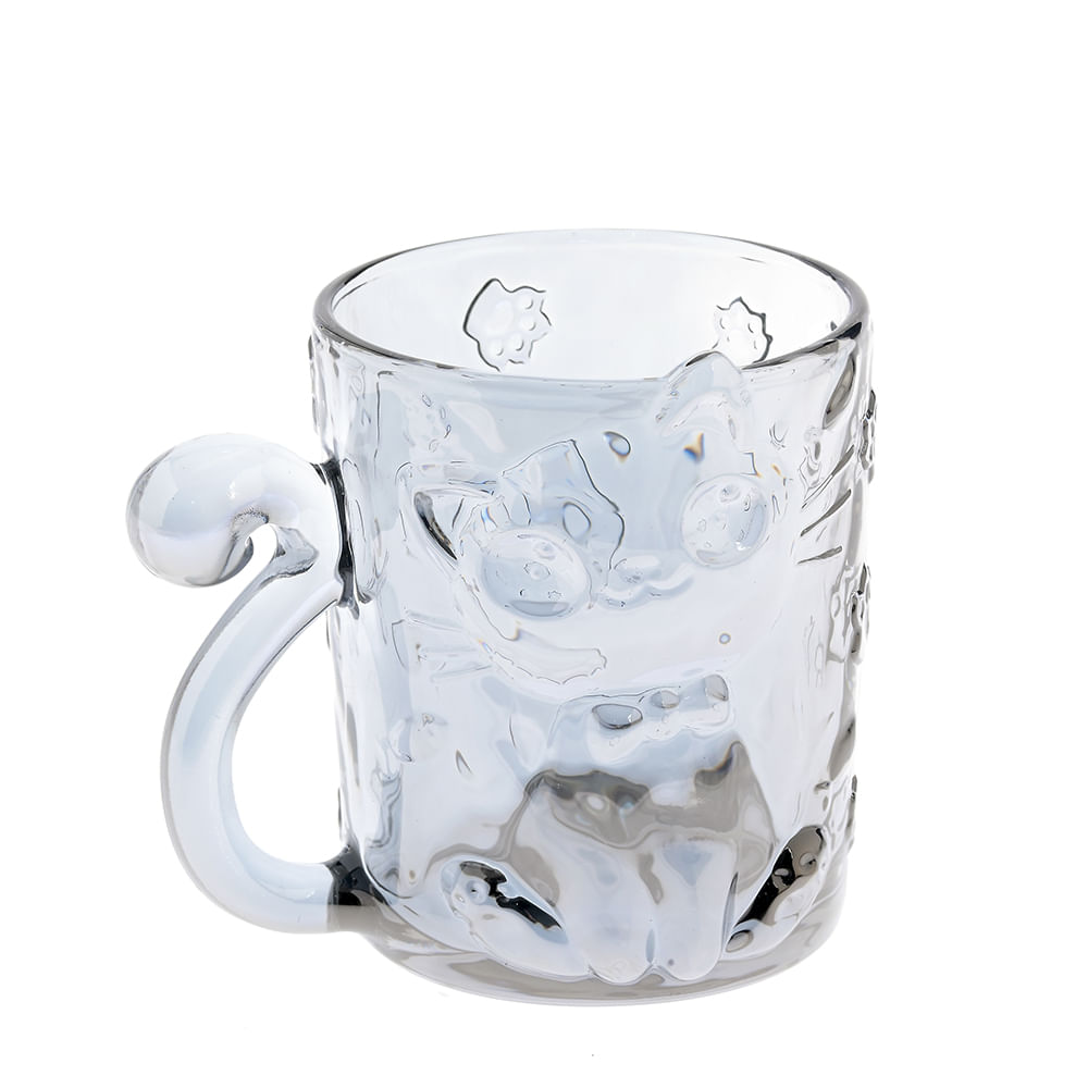 Cana transparenta cu maner codita de pisica