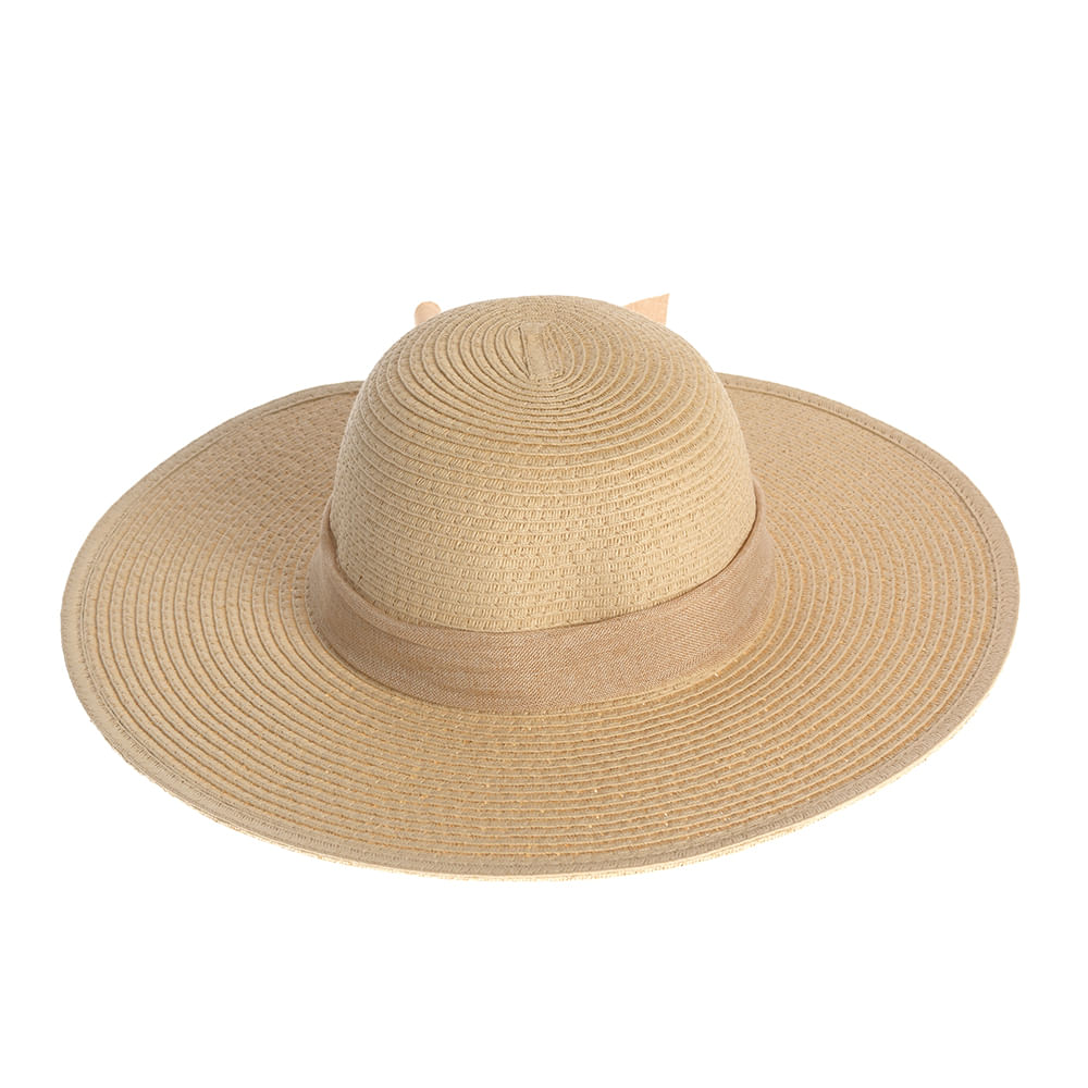 Palarie de vara bej cu funda eleganta