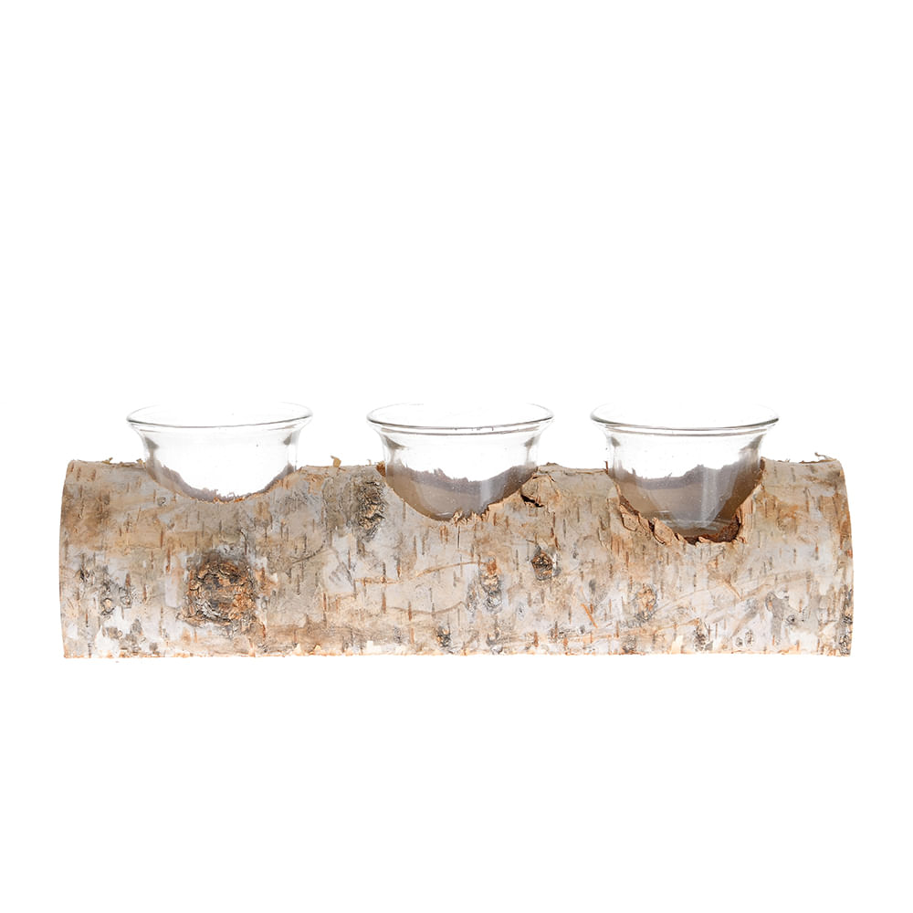 Suport decorativ din lemn pentru lumanari 15.5 cm