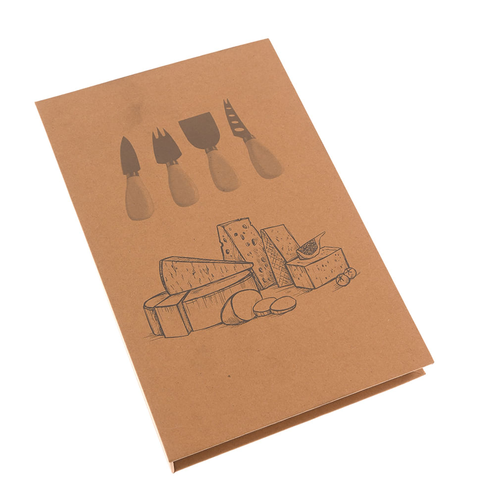 Set 4 ustensile pentru branzeturi cu manere albe