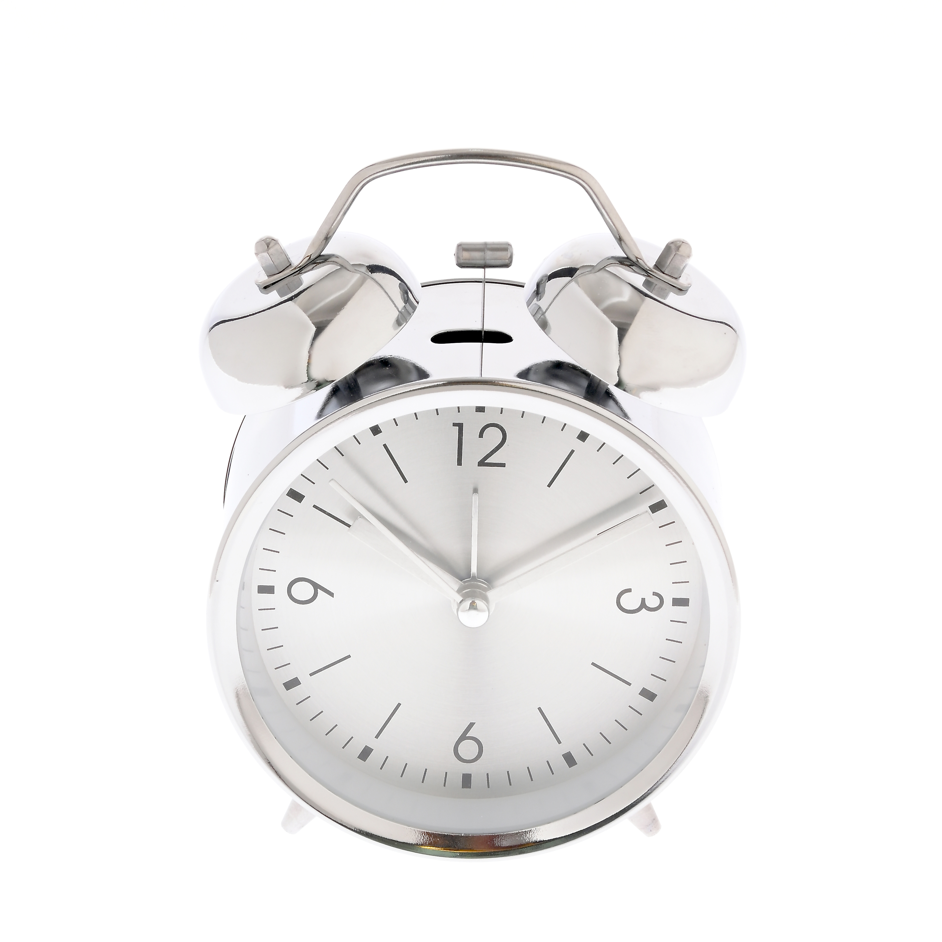 Ceas de masa cu alarma, design clasic argintiu