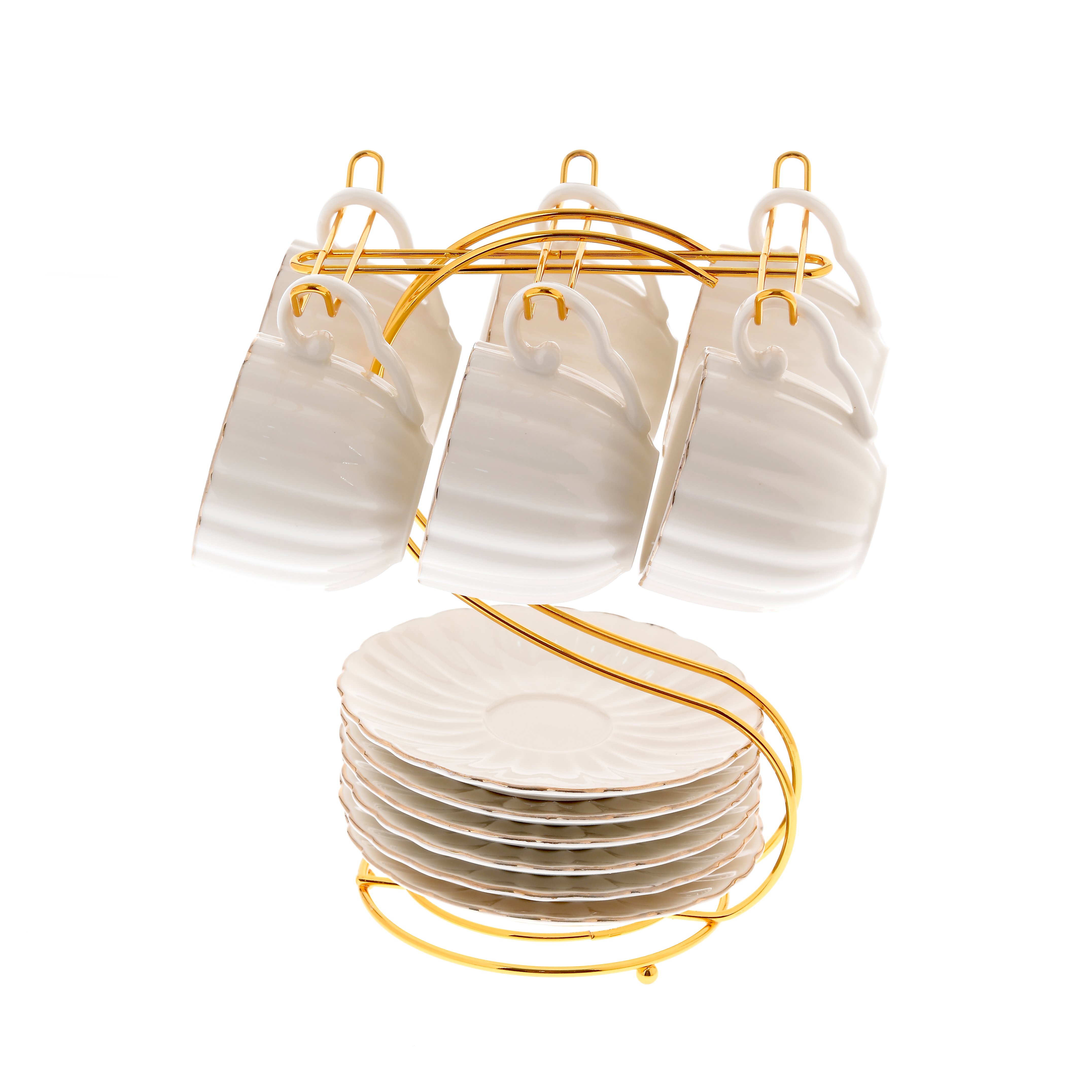 Set 6 cesti de cafea cu farfurioare si suport