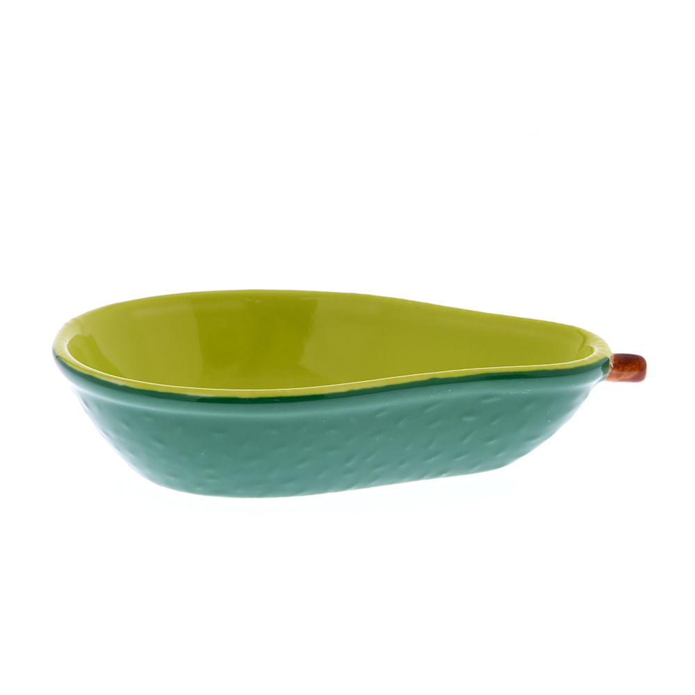 Bol decorativ oval verde in forma de avocado