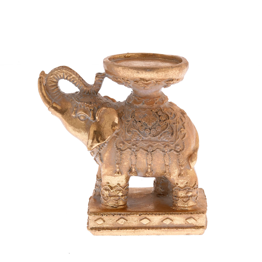 Suport pentru lumanare cu elefant auriu