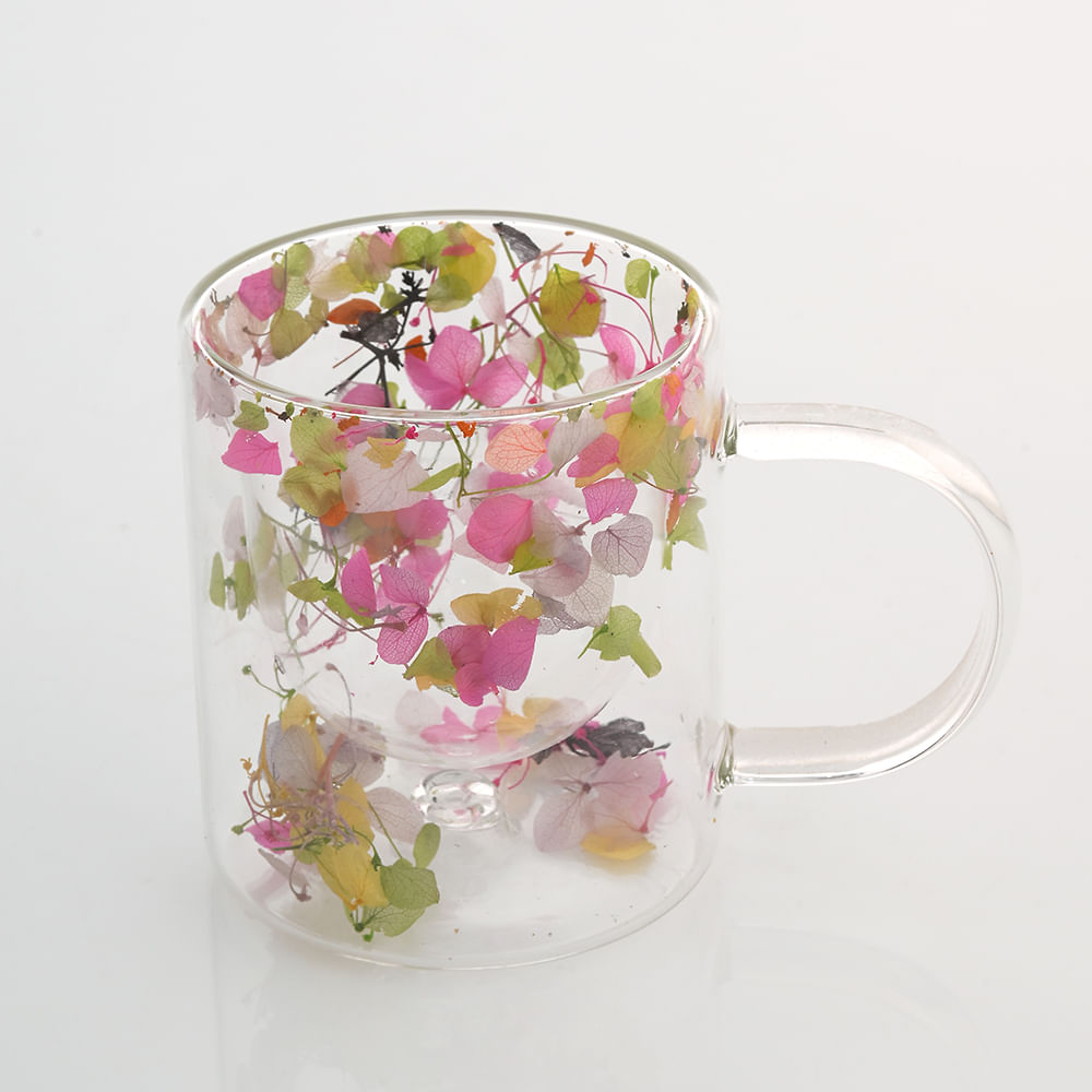 Cana transparenta cu flori colorate